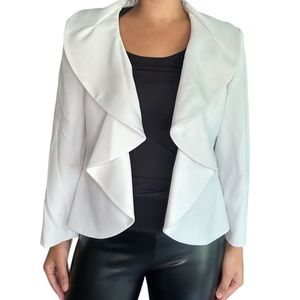 Kasper Women White Peplum Open Front Blazer Size 10